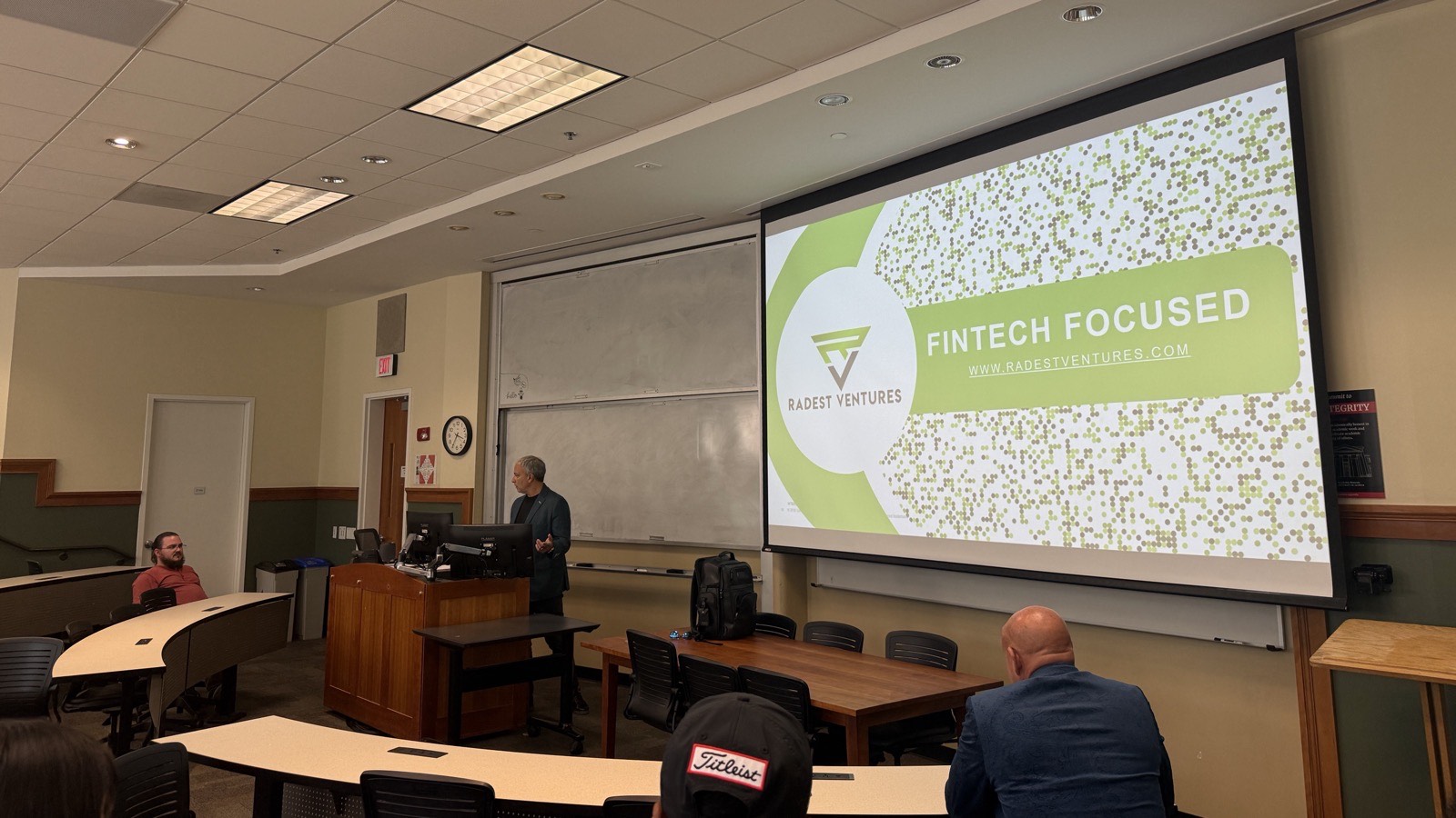 Joe Radest presenting to a Business 3700 class at the University of Georgia's Terry College of Business